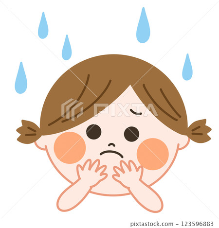 Illustration of a girl in trouble with the rain - A warm and friendly touch 123596883