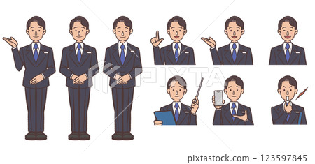 一個穿西裝的男人的插圖集 123597845