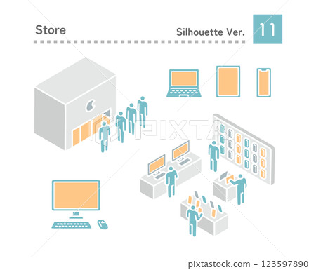 人們在數位設備商店排隊 123597890
