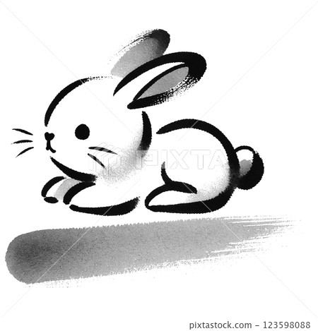 Rabbit ink painting style illustration 123598088