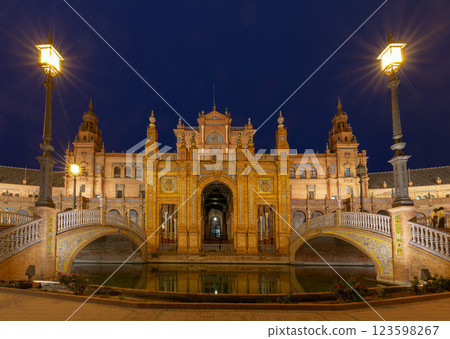Plaza de Espana at Night, Seville, Spain Plaza de Espana at Night, Seville, Spain 123598267