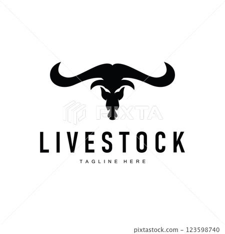 longhorn logo silhouette design illustration of farm symbol with vintage simple template concept 123598740