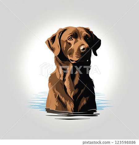 一隻強壯、可靠、忠誠的切薩皮克灣尋回犬高興地跳入水中 一隻強壯、可靠、忠誠的切薩皮克灣尋回犬高興地跳入水中 123598886