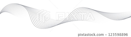 Abstract wave lines background, graphic thin curves design element, flow backdrop. 123598896