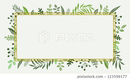 植物插圖背景桌布（金色邊框） 123599177