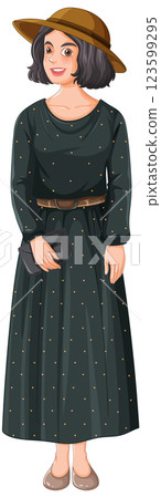Elegant Woman in Vintage Dress 123599295
