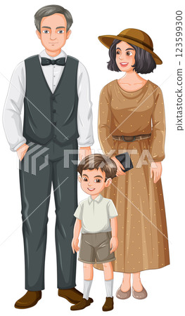 Vintage Family Portrait Illustration Vintage Family Portrait Illustration 123599300