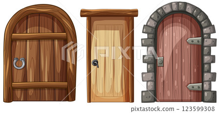 Variety of Wooden Doors Illustration Variety of Wooden Doors Illustration 123599308