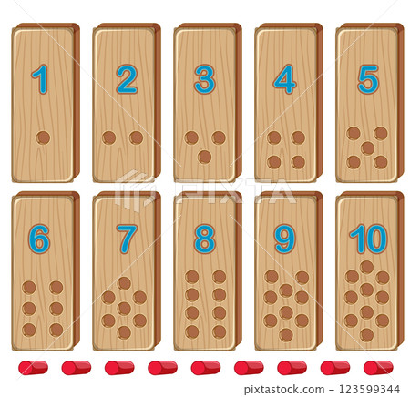 Wooden Number Blocks for Learning Math 123599344