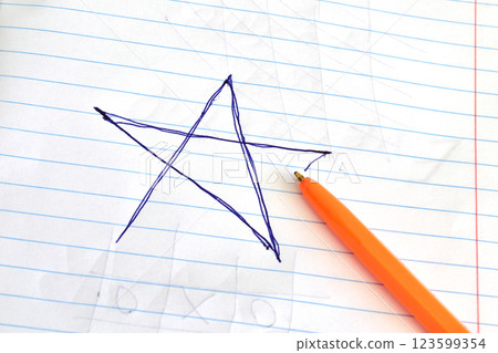Abstraction. Unfinished drawing on a sheet. Abstraction. Unfinished drawing on a sheet. 123599354