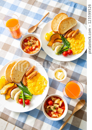健康早餐 蒸煮 蔬菜汁 西餐 早午餐 123599526