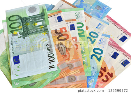 European paper money of various denominations. European paper money of various denominations. 123599572