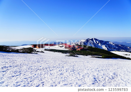 Mt. Hakusan in Kaga with remaining snow - Mt. Hakusan Murodo and Mt. Betsuyama Mt. Hakusan in Kaga with remaining snow - Mt. Hakusan Murodo and Mt. Betsuyama 123599783