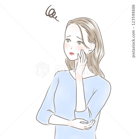 一個女人擔心戴拐杖 123599886