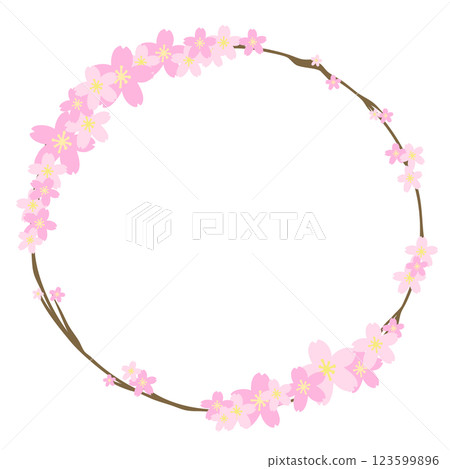 Round frame of cherry blossoms and branches Round frame of cherry blossoms and branches 123599896