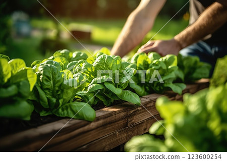 Harmony in Urban Agriculture: Wooden Raised Beds Flourish in a Modern Garden, Cultivating Plants, Herbs, Spices, and Vegetables for a Thriving Community Urban Rooftop Garden Oasis. created with Harmony in Urban Agriculture: Wooden Raised Beds Flourish in a Modern Garden, Cultivating Plants, Herbs, Spices, and Vegetables for a Thriving Community Urban Rooftop Garden Oasis. created with 123600254