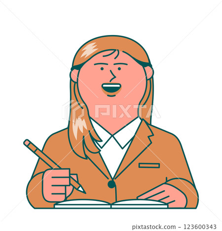 Illustration of a smiling woman working Illustration of a smiling woman working 123600343