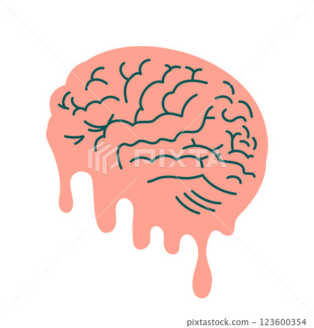 融化的大腦插圖 融化的大腦插圖 123600354