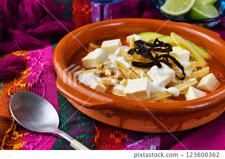 Mexican cuisine Sopa de Tortilla (Sopa Azteca) Mexican cuisine Sopa de Tortilla (Sopa Azteca) 123600362