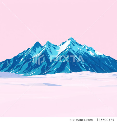 Sharp blue mountain peaks on pink background. AI generation Sharp blue mountain peaks on pink background. AI generation 123600375