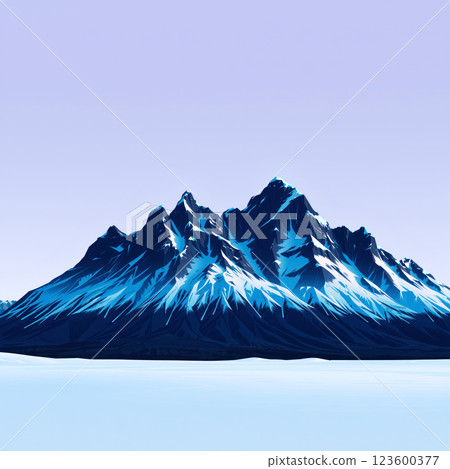 Symmetrical blue mountains with snowy caps. AI generation Symmetrical blue mountains with snowy caps. AI generation 123600377