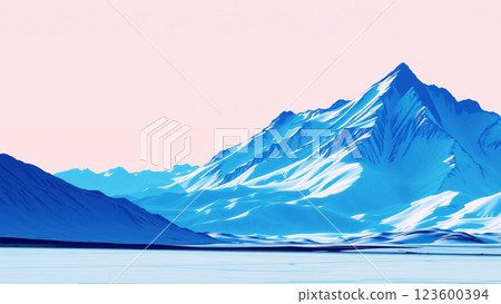 Vast snow-covered mountain under pastel sky. AI generation Vast snow-covered mountain under pastel sky. AI generation 123600394