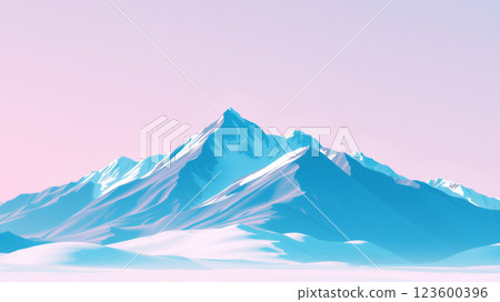 Dark mountain ridges with snowy summits. AI generation 123600396