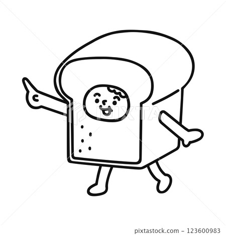 A person wearing a bread costume, pointing, line drawing A person wearing a bread costume, pointing, line drawing 123600983