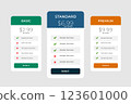 Web Comparision Boxes Plans Product Pricing Card Service Package 123601000