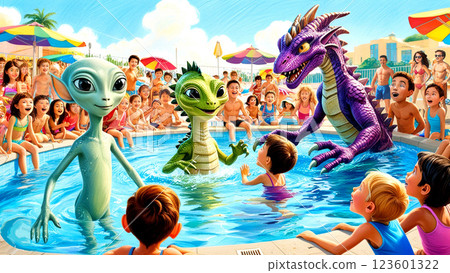 Alien appears in the pool 123601322
