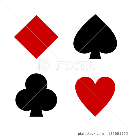 Set of playing card symbols on white background 123601353