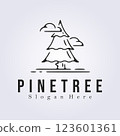 line art evergreen pine tree logo template graphic design 123601361