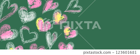 Background of various hearts drawn on a blackboard 123601681