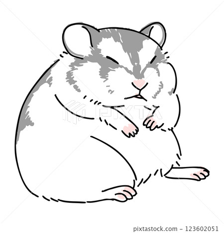 Hand-drawn illustration of a sleeping hamster 123602051