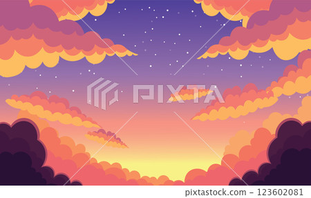 Clouds Nature Landscape in Beautiful Majestic Sky at Twilight Dusk Dawn 123602081