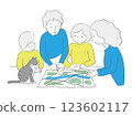 Illustration of a family meeting about disaster prevention 123602117