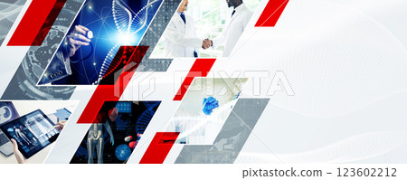 A collage of various scientific images - Horizontal visuals for banners and advertisements 123602212