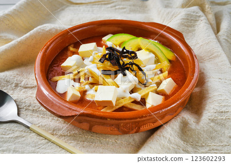 Mexican cuisine Sopa de Tortilla (Sopa Azteca) Mexican cuisine Sopa de Tortilla (Sopa Azteca) 123602293