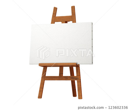 掛在畫架上的空白畫布 123602336