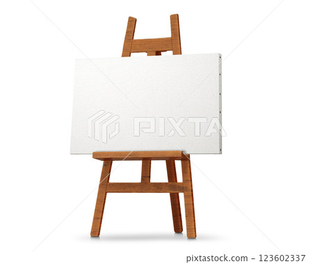 掛在畫架上的空白畫布 123602337