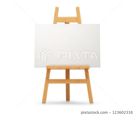掛在畫架上的空白畫布 123602338