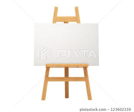 Blank canvas hung on an easel 123602339