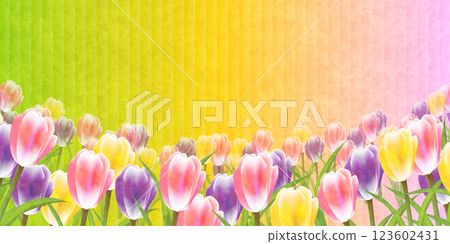 鬱金香彩色日本花紋背景 123602431