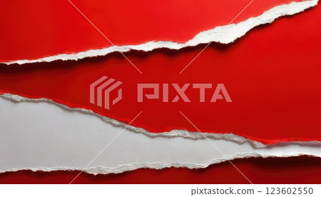 《AI Image》Red and white torn paper background material 《AI Image》Red and white torn paper background material 123602550