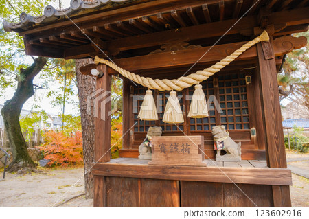 Shrine and offering box, guardian lion 123602916
