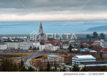 Landmark View of Reykjavik from the Observatory, Iceland 123602965