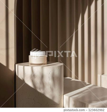 Cosmetic cream in a glass jar. Skin care concept. Background for beauty products 123602982