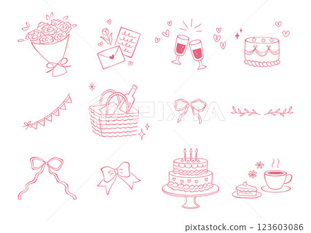 Party vector illustration set in pink color. 123603086
