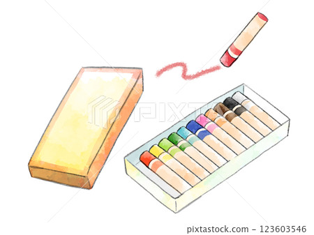 Crayon illustration, hand-drawn, watercolor style 123603546