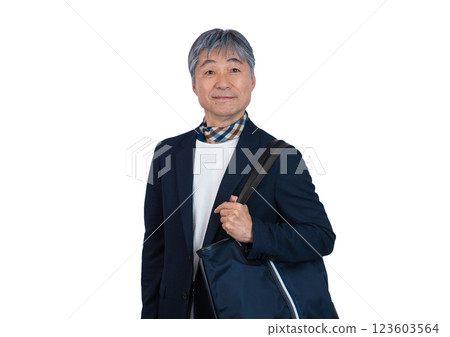 Smiling senior man wearing a jacket Smiling senior man wearing a jacket 123603564